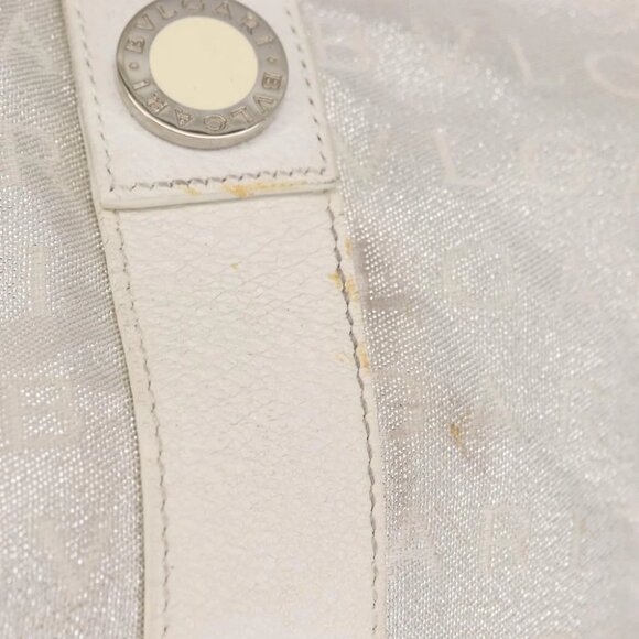 BVLGARI Logo mania Tote Bag Canvas Silver White Auth BA6909 - Picture 6 of 15
